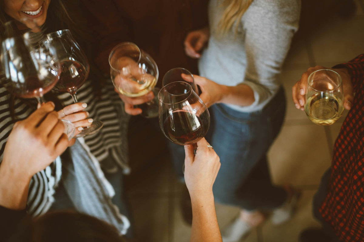 Guests in conversation over wine